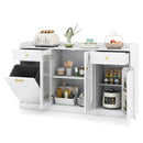Large Buffet Cabinet Hidden Tilt Out Trash Can Cabinet with 2 Glass Doors by DirectDeals