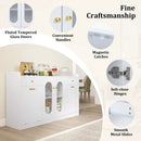 Large Buffet Cabinet Hidden Tilt Out Trash Can Cabinet with 2 Glass Doors by LJGDeals