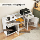 Large Buffet Cabinet Hidden Tilt Out Trash Can Cabinet with 2 Glass Doors by DirectDeals