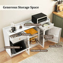 Large Buffet Cabinet Hidden Tilt Out Trash Can Cabinet with 2 Glass Doors by LJGDeals
