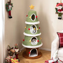 Large Christmas Cat Tree for Indoor Cats 61 Inch Cute Cat Tower with 4 Condos-Green by LJGDeals