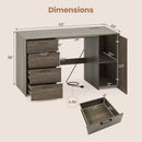 53 Inches Computer Desk with Power Outlets and 4 Storage Drawers by LJGDeals