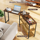 Large 360-Degree Free Rotating Sofa Side Table with Wheels and Storage Shelf-Rustic Brown