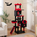 Large Gothic Cat Tree with Cat Condos and Plush Perches-Black & Red by LJGDeals