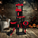 Large Gothic Cat Tree with Cat Condos and Plush Perches-Black & Red by LJGDeals