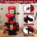Large Gothic Cat Tree with Cat Condos and Plush Perches-Black & Red by LJGDeals
