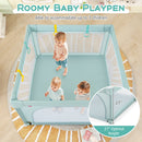 Large Kids Activity Center Baby Playpen for Toddlers with 4 Pull Rings-Blue