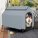 Large/Middle/Small Outdoor Elevated Pet House with Ventilated Windows-L