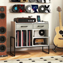 Large Record Player Stand with Charging Station Mid Century Modern Vinyl Storage Cabinet by LJGDeals