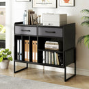 Large Record Player Stand with Charging Station Mid Century Modern Vinyl Storage Cabinet by LJGDeals