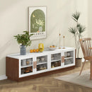 Large TV Stand for TVs up to 75 Inch with 4 Tempered Glass Doors for Living Room by LJGDeals