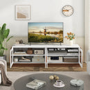 Large TV Stand for TVs up to 75 Inch with 4 Tempered Glass Doors for Living Room by LJGDeals