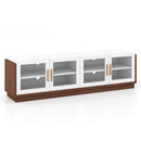 Large TV Stand for TVs up to 75 Inch with 4 Tempered Glass Doors for Living Room by LJGDeals