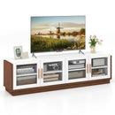 Large TV Stand for TVs up to 75 Inch with 4 Tempered Glass Doors for Living Room by LJGDeals