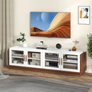 Large TV Stand for TVs up to 75 Inch with 4 Tempered Glass Doors for Living Room by LJGDeals