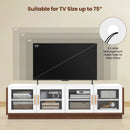 Large TV Stand for TVs up to 75 Inch with 4 Tempered Glass Doors for Living Room by LJGDeals