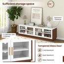 Large TV Stand for TVs up to 75 Inch with 4 Tempered Glass Doors for Living Room-White
