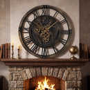 Large Wall Clock 27" Gear Clock with World Map-Brown by LJGDeals