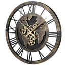 Large Wall Clock 27" Gear Clock with World Map-Brown by LJGDeals