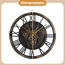 Large Wall Clock 27" Gear Clock with World Map-Brown by LJGDeals