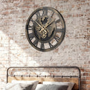 Large Wall Clock 27" Gear Clock with World Map-Brown