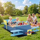 Large Wooden Kids Sandbox with Bottom Liner and Bench Seat by LJGDeals