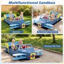 Large Wooden Kids Sandbox with Bottom Liner and Bench Seat