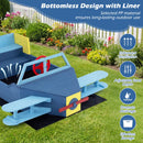 Large Wooden Kids Sandbox with Bottom Liner and Bench Seat