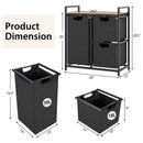 Laundry Basket Organizer Dirty Clothes Hamper with Shelf and 3 Removable Bags-Rustic Brown by DirectDeals