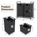 Laundry Basket Organizer Dirty Clothes Hamper with Shelf and 3 Removable Bags-Rustic Brown by LJGDeals
