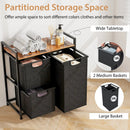 Laundry Basket Organizer Dirty Clothes Hamper with Shelf and 3 Removable Bags-Rustic Brown by DirectDeals