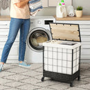 Laundry Hamper with Lid and Lockable Wheels by LJGDeals
