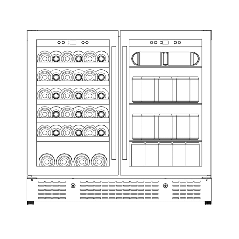 36-inch Beer and Wine Cooler Combination with Low-E Glass Door