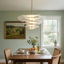Leaf-Shaped White Textured Glass Chandelier