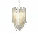 Leaf-Textured Layered Glass Chandelier