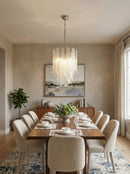 Leaf-Textured Layered Glass Chandelier
