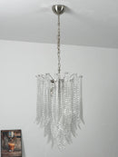Leaf-Textured Layered Glass Chandelier