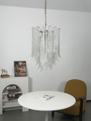 Leaf-Textured Layered Glass Chandelier