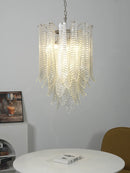 Leaf-Textured Layered Glass Chandelier