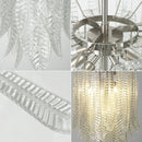 Leaf-Textured Layered Glass Chandelier