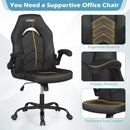 Leather Office Chair Ergonomic Computer Desk Chair with Flip-up Armrests by DirectDeals
