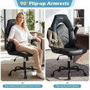 Leather Office Chair Ergonomic Computer Desk Chair with Flip-up Armrests by LJGDeals
