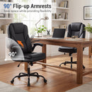 Leather Office Chair Ergonomic Computer Desk Chair with Flip-up Armrests Rocking Function by DirectDeals