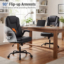 Leather Office Chair Ergonomic Computer Desk Chair with Flip-up Armrests Rocking Function by LJGDeals