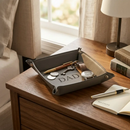 Leatherette Snap Tray, Grey 5" by creativegiftsdirect