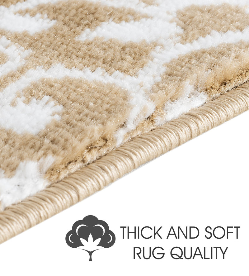 Stair Treads Rug 9"x28" Leaves Collection | Beige & White