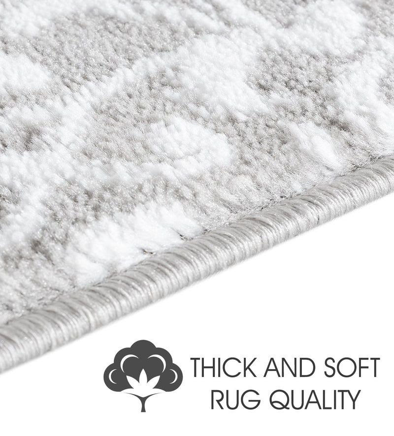 Stair Treads Rug 9"x28" Leaves Collection | Gray & White