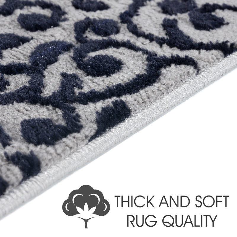 Stair Treads Rug 9"x28" Leaves Collection | Navy