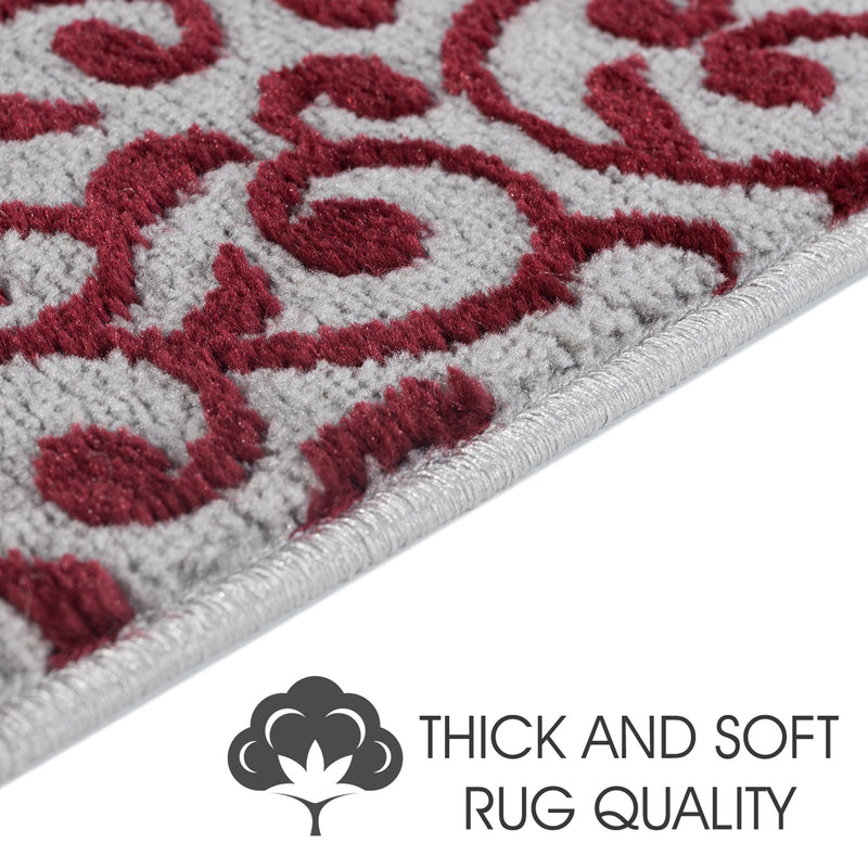 Stair Treads Rug 9"x28" Leaves Collection | Red