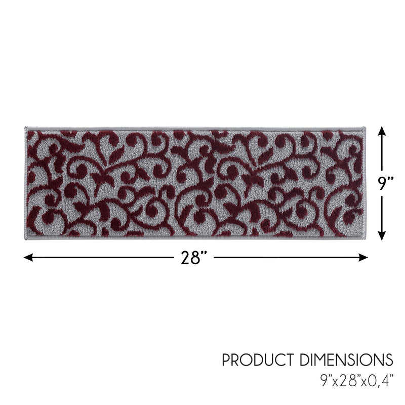 Stair Treads Rug 9"x28" Leaves Collection | Red